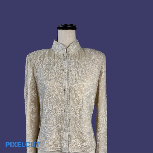 Vintage Adrianna Papell Beaded Lace Evening Jacket — EUC - Picture 14 of 14